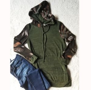 Rustic Olive Green Feathered Hoodie